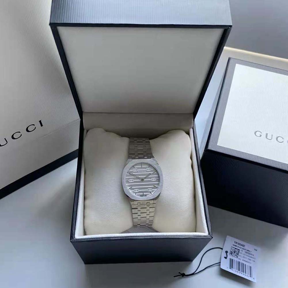 Gucci Women 25H Watch Quartz Movement 30 mm in Stainless Steel-Silver (2)