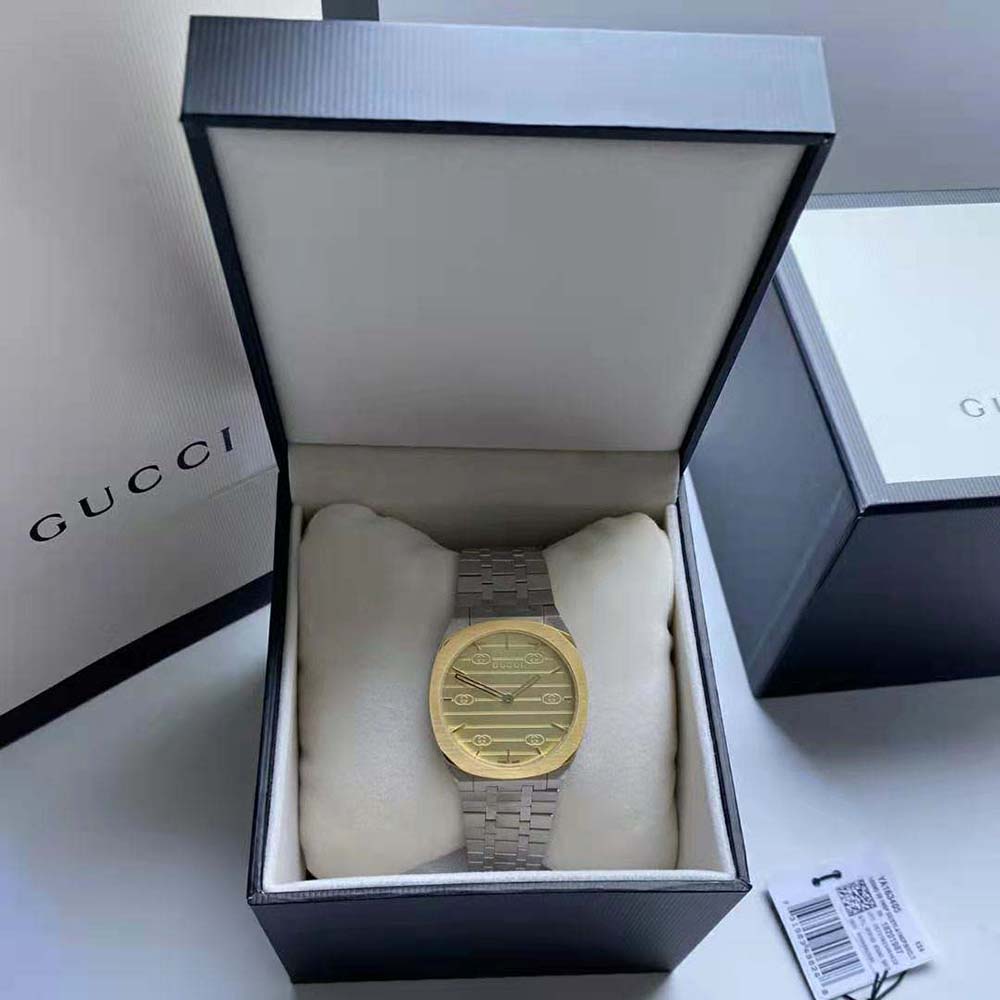 Gucci Women 25H Watch Quartz Movement 30 mm in Stainless Steel and Yellow Gold (2)