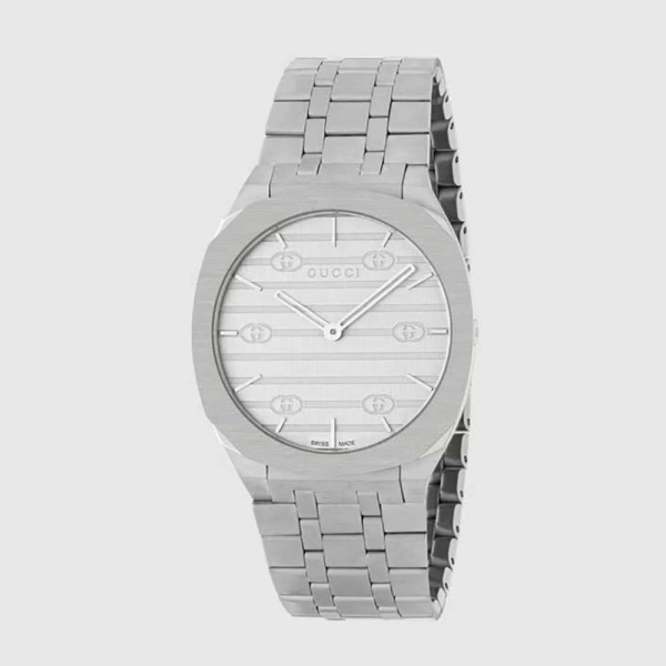 Gucci Women 25H Watch Quartz Movement 34 mm in Stainless Steel (1)