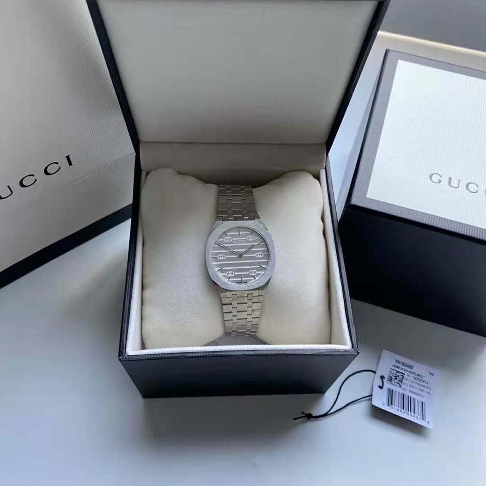 Gucci Women 25H Watch Quartz Movement 34 mm in Stainless Steel (2)