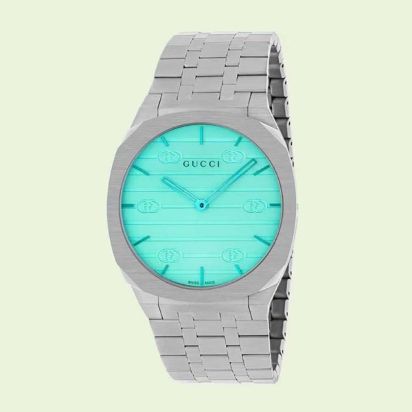 Gucci Women 25H Watch Quartz Movement 38 mm in Stainless Steel-Blue (1)