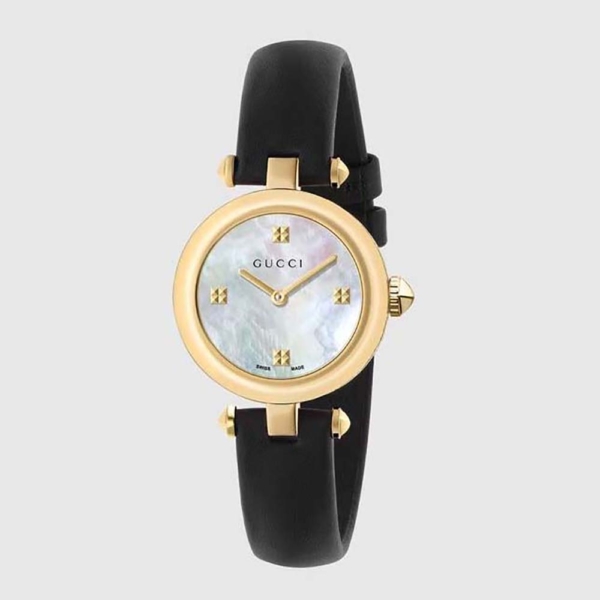 Gucci Women Diamantissima Watch Quartz Movement 27 mm in Light Yellow Gold PVD-White (1)