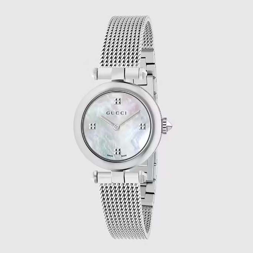 Gucci Women Diamantissima Watch Quartz Movement 27 mm in Steel-White (1)