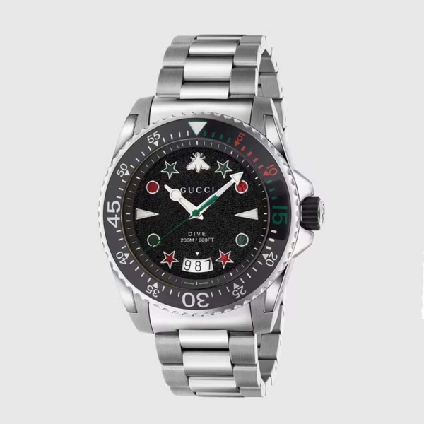 Gucci Women Dive Watch Quartz Movement 45 mm in Steel-Black (1)