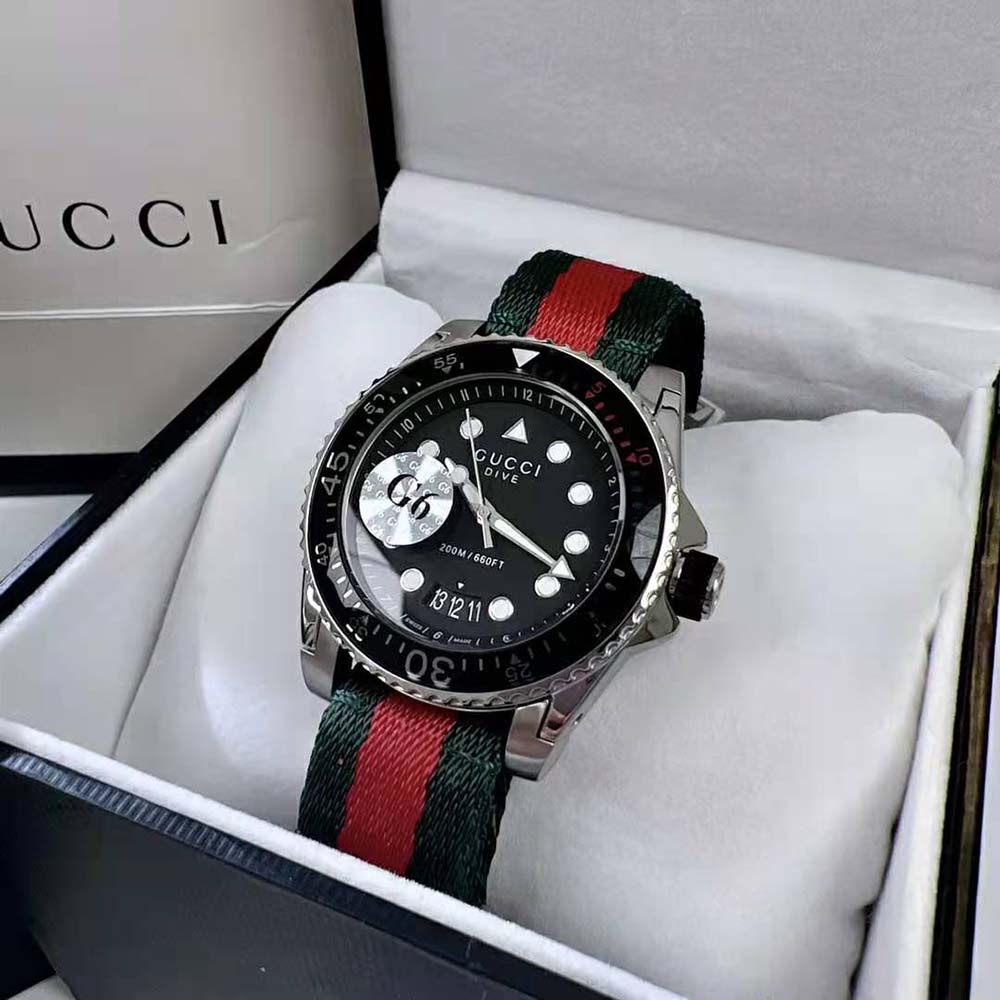 Gucci Women Dive Watch Quartz Movement 45 mm in Steel-Black (3)