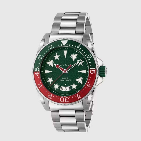 Gucci Women Dive Watch Quartz Movement 45 mm in Steel-Green (1)