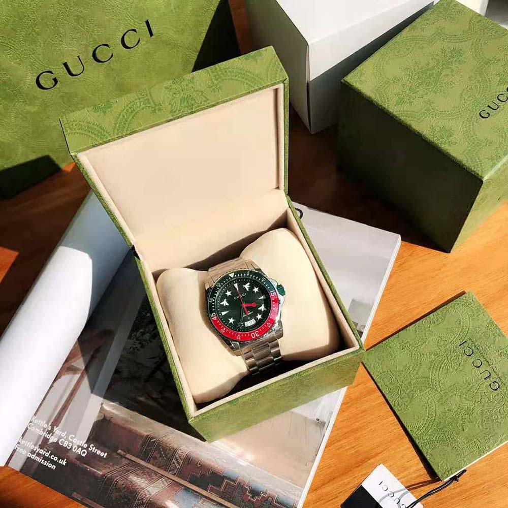 Gucci Women Dive Watch Quartz Movement 45 mm in Steel-Green (6)