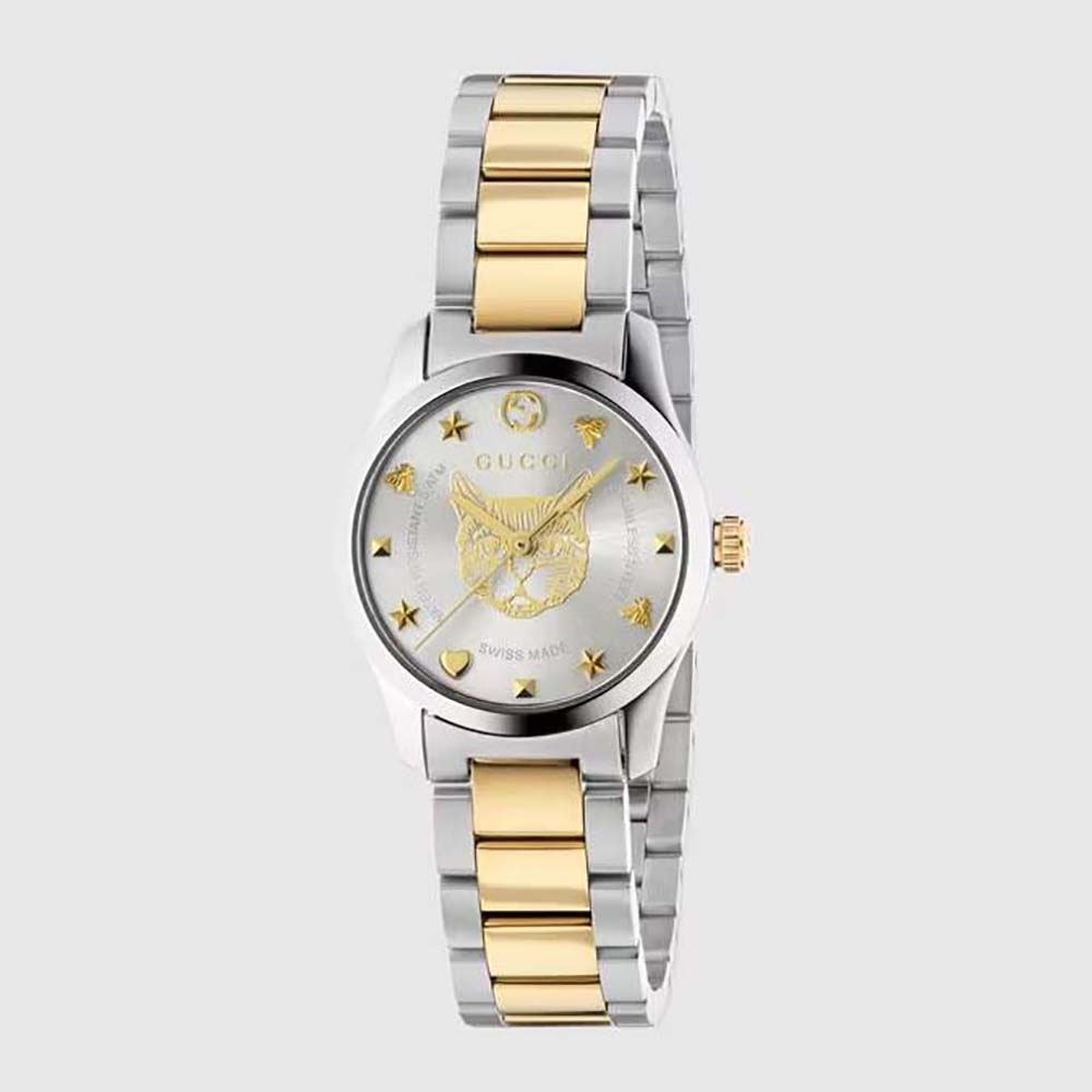 Gucci Women G-Timeless Watch Quartz Movement 27 mm in Steel-Gold