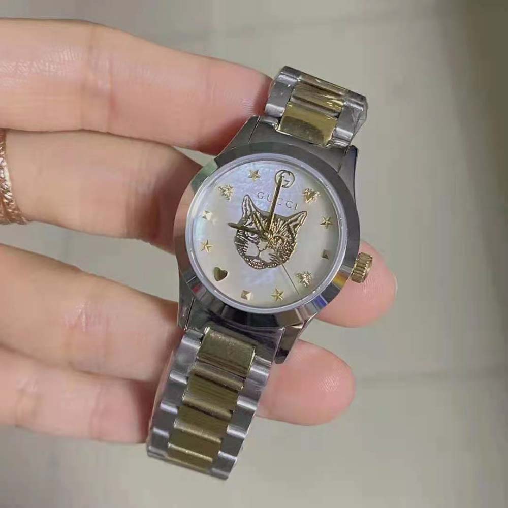 Gucci Women G-Timeless Watch Quartz Movement 27 mm in Steel-Gold (3)