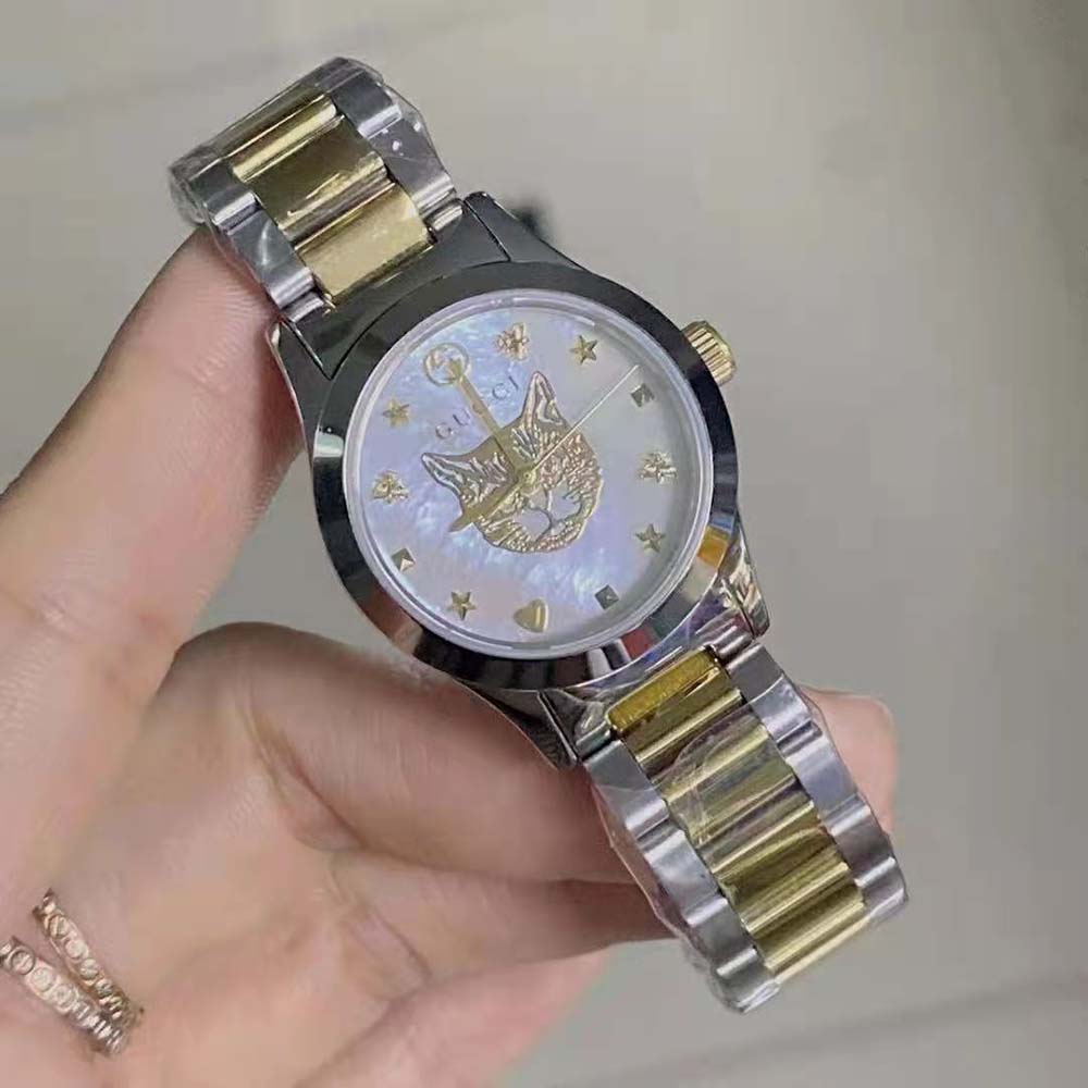 Gucci Women G-Timeless Watch Quartz Movement 27 mm in Steel-Gold (5)
