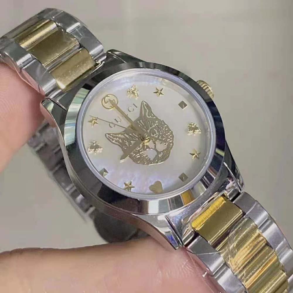 Gucci Women G-Timeless Watch Quartz Movement 27 mm in Steel-Gold (6)