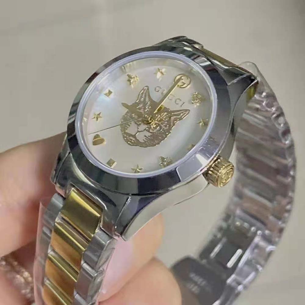 Gucci Women G-Timeless Watch Quartz Movement 27 mm in Steel-Gold (7)