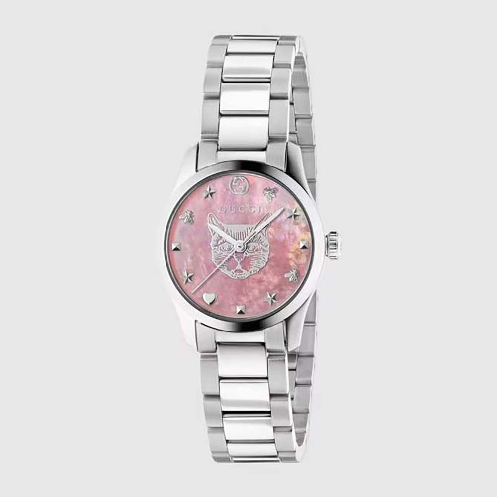 Gucci Women G-Timeless Watch Quartz Movement 27 mm in Steel-Pink (1)