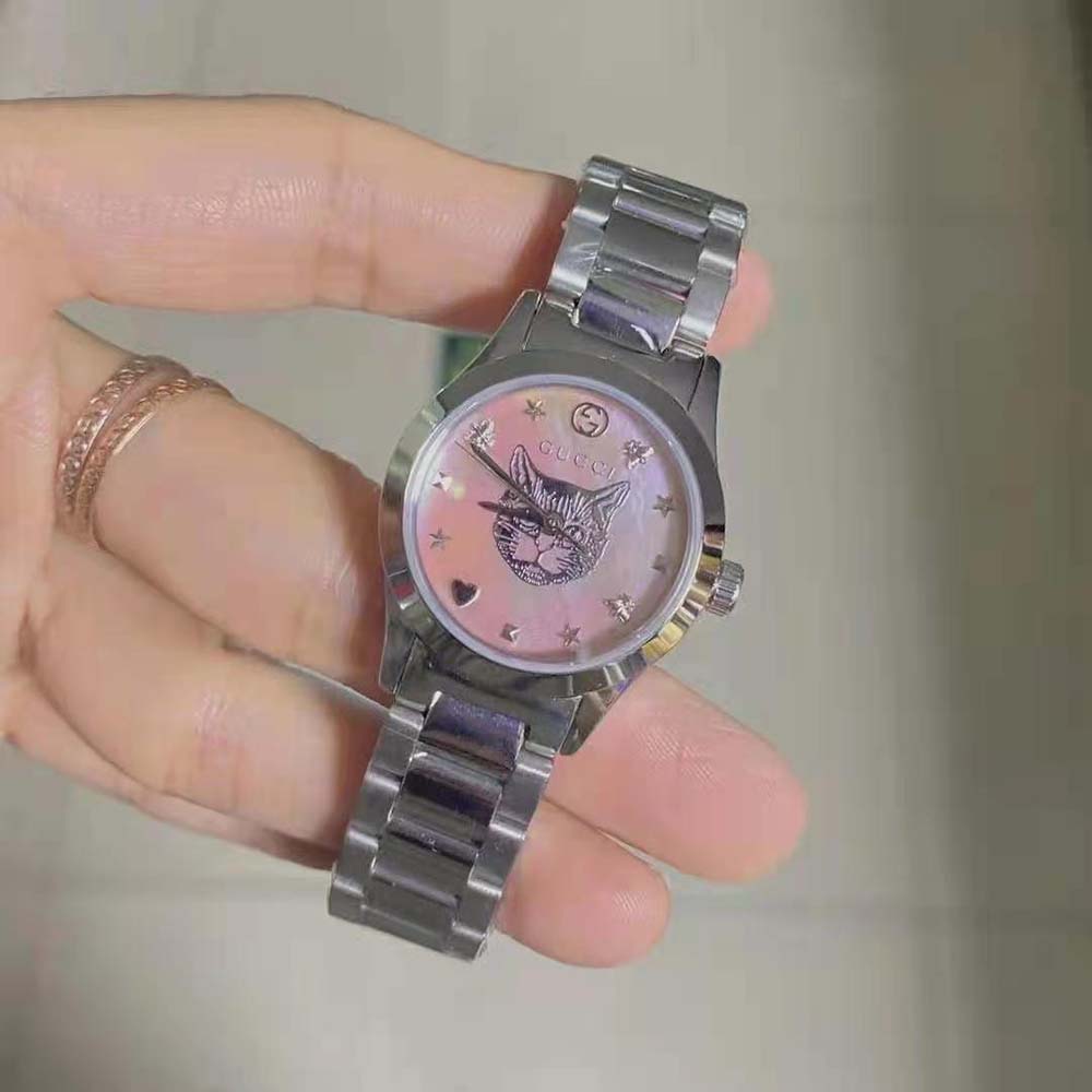 Gucci Women G-Timeless Watch Quartz Movement 27 mm in Steel-Pink (3)