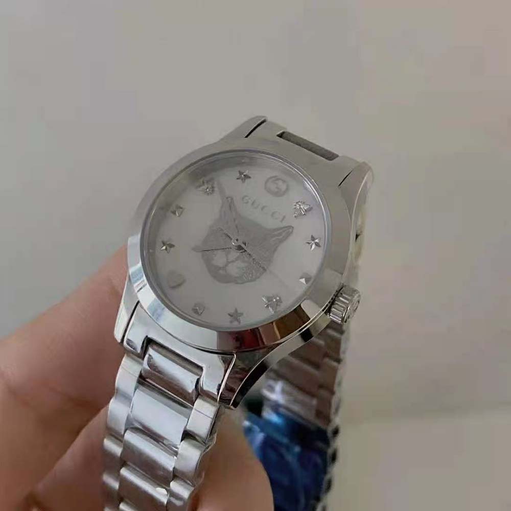 Gucci Women G-Timeless Watch Quartz Movement 27 mm in Steel-Silver (3)