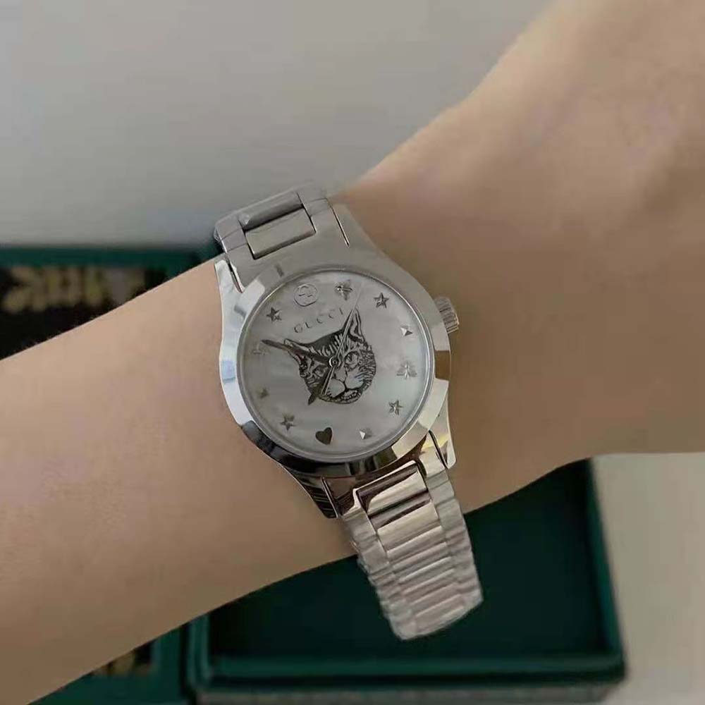 Gucci Women G-Timeless Watch Quartz Movement 27 mm in Steel-Silver (4)