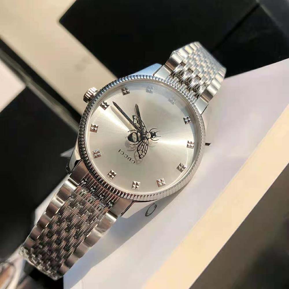 Gucci Women G-Timeless Watch Quartz Movement 29 mm in Steel-Silver (6)