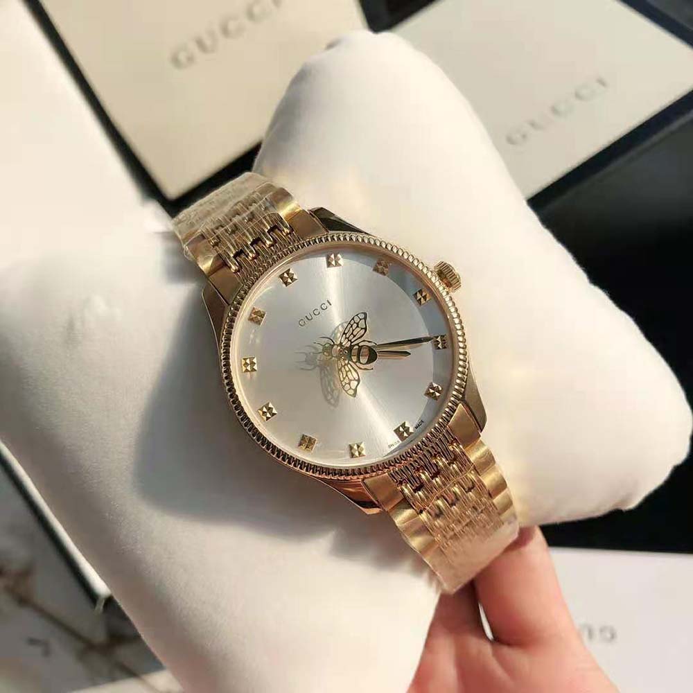 Gucci Women G-Timeless Watch Quartz Movement 29 mm in Yellow Gold PVD (4)