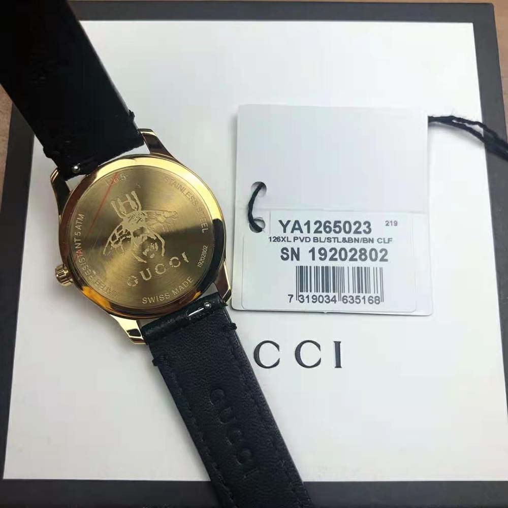 Gucci Women G-Timeless Watch Quartz Movement 29 mm in Yellow Gold PVD-Black (5)