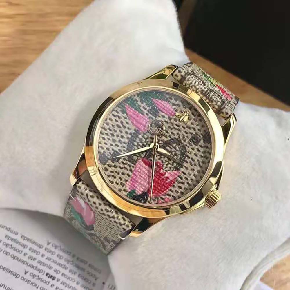 Gucci Women G-Timeless Watch Quartz Movement 38 mm in Yellow Gold PVD (6)