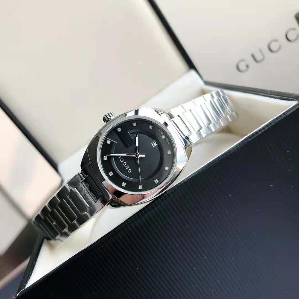 Gucci Women GG2570 Watch Quartz Movement 29 mm in Steel-Black (7)