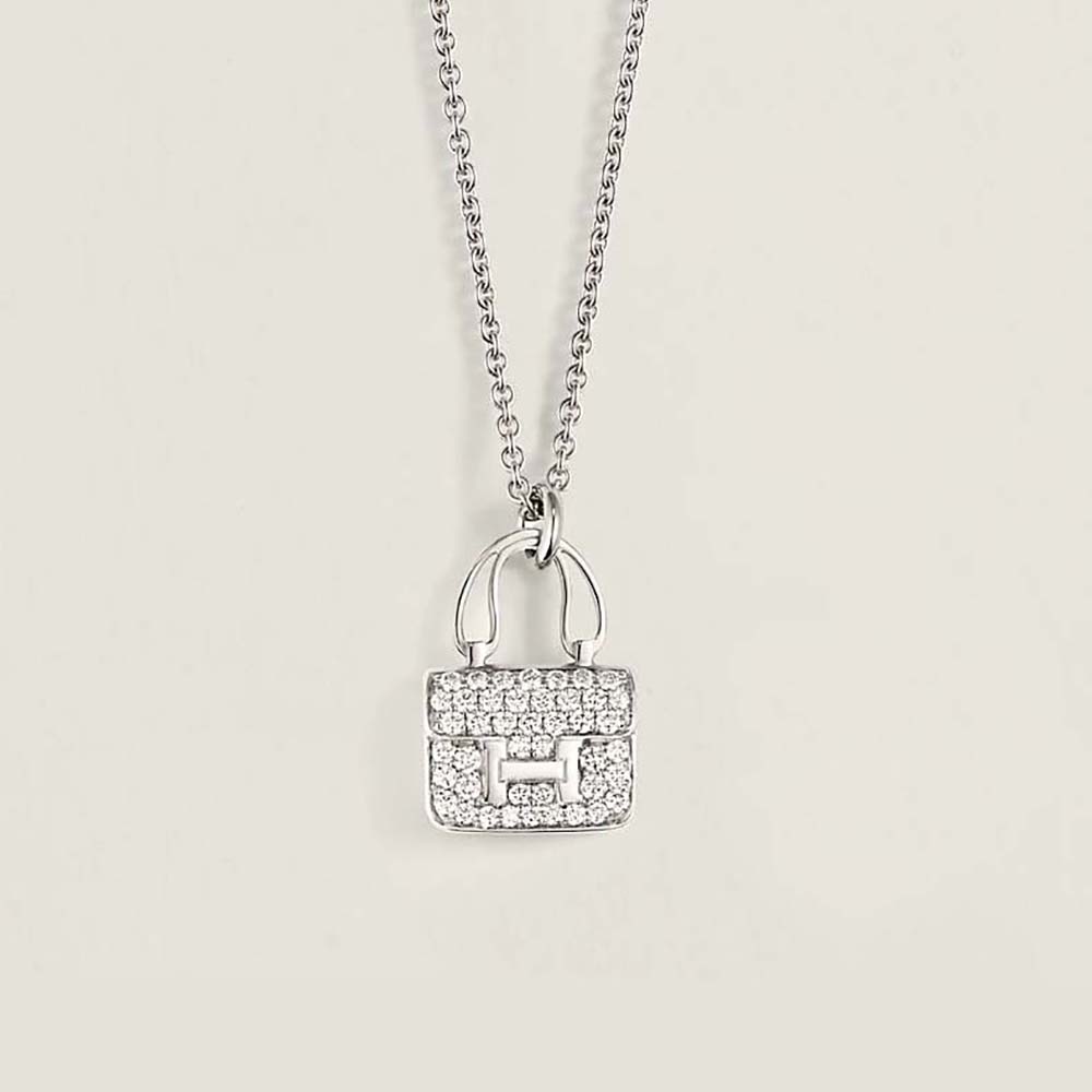 Hermes Women Amulettes Constance Pendant with Diamonds and Kelly Snap Closure (1)