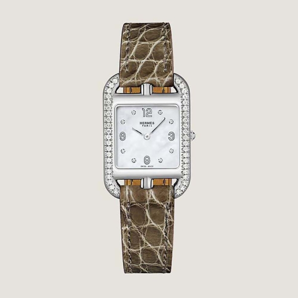 Hermes Women Cape Cod Watch Small Model Quartz Movement 31 mm in Steel-Brown (1)