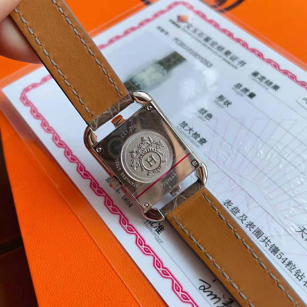 Hermes Women Cape Cod Watch Small Model Quartz Movement 31 mm in Steel-Brown (7)