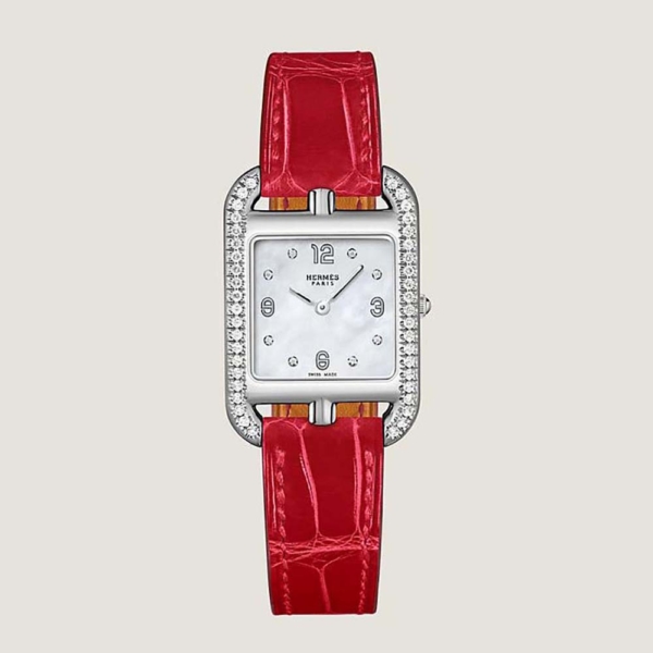 Hermes Women Cape Cod Watch Small Model Quartz Movement 31 mm in Steel-Red (1)