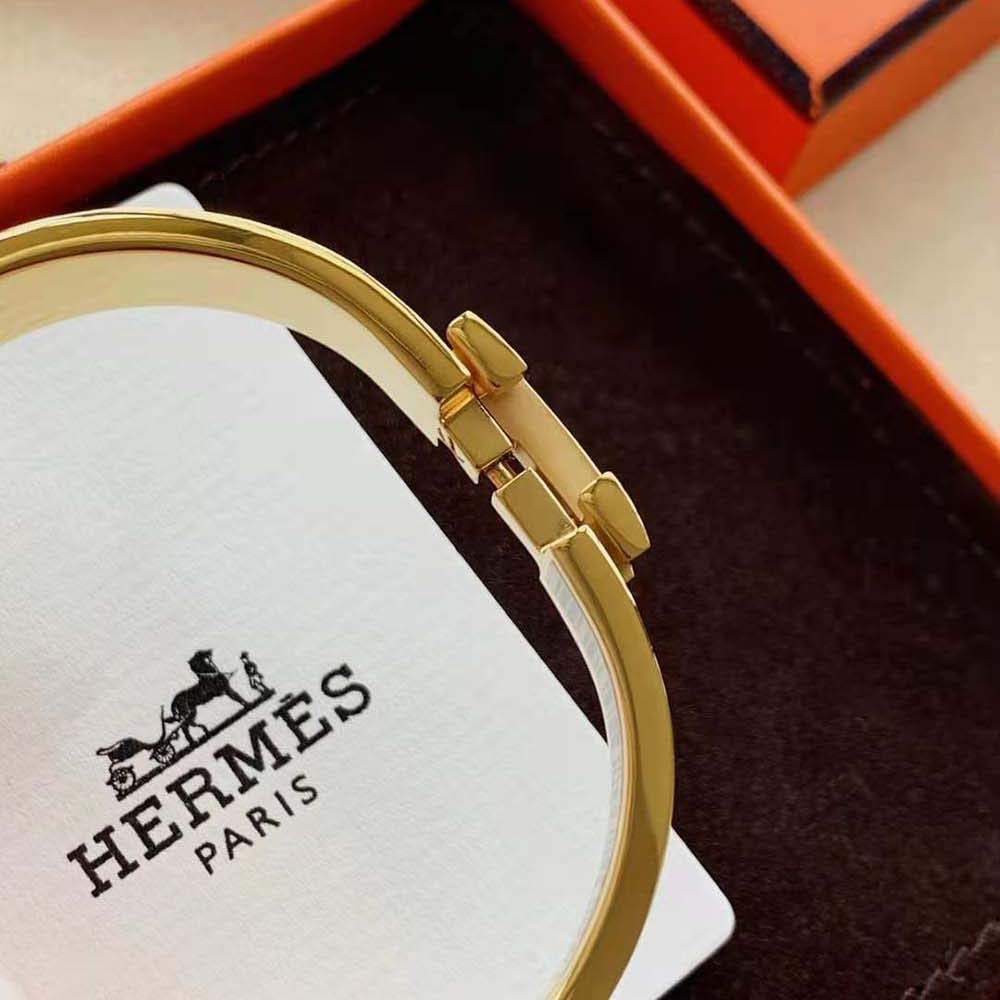 Hermes Women Clic H Bracelet in Enamel with Gold-plated Hardware-Black (9)