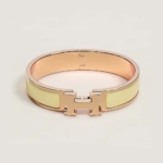 Hermes Women Clic H Bracelet in Enamel with Rose Gold-plated Hardware-Yellow