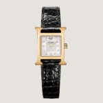 Hermes Women Heure H Watch Mini Model Quartz Movement 21 mm in Rose Gold-Black
