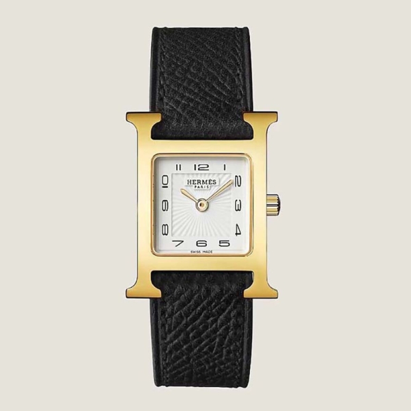 Hermes Women Heure H Watch Small Model Quartz Movement 25 mm in Steel-Black (1)
