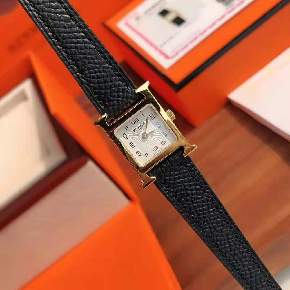 Hermes Women Heure H Watch Small Model Quartz Movement 25 mm in Steel-Black (3)