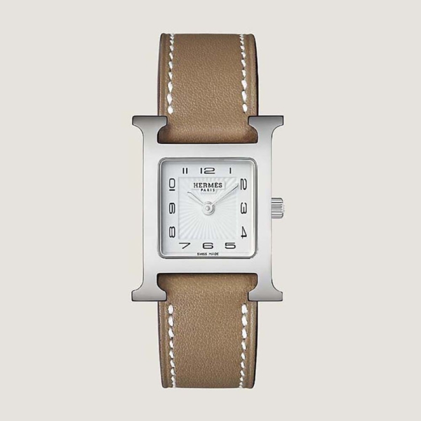 Hermes Women Heure H Watch Small Model Quartz Movement 25 mm in Steel-Brown (1)