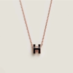 Hermes Women Mini Pop H Pendant with Rose Gold-plated Hardware-Black