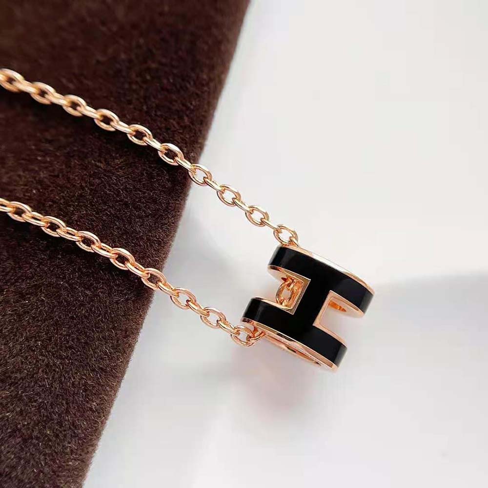 Hermes Women Mini Pop H Pendant with Rose Gold-plated Hardware-Black (5)