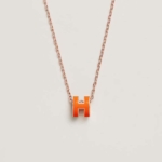 Hermes Women Mini Pop H Pendant with Rose Gold-plated Hardware-Orange