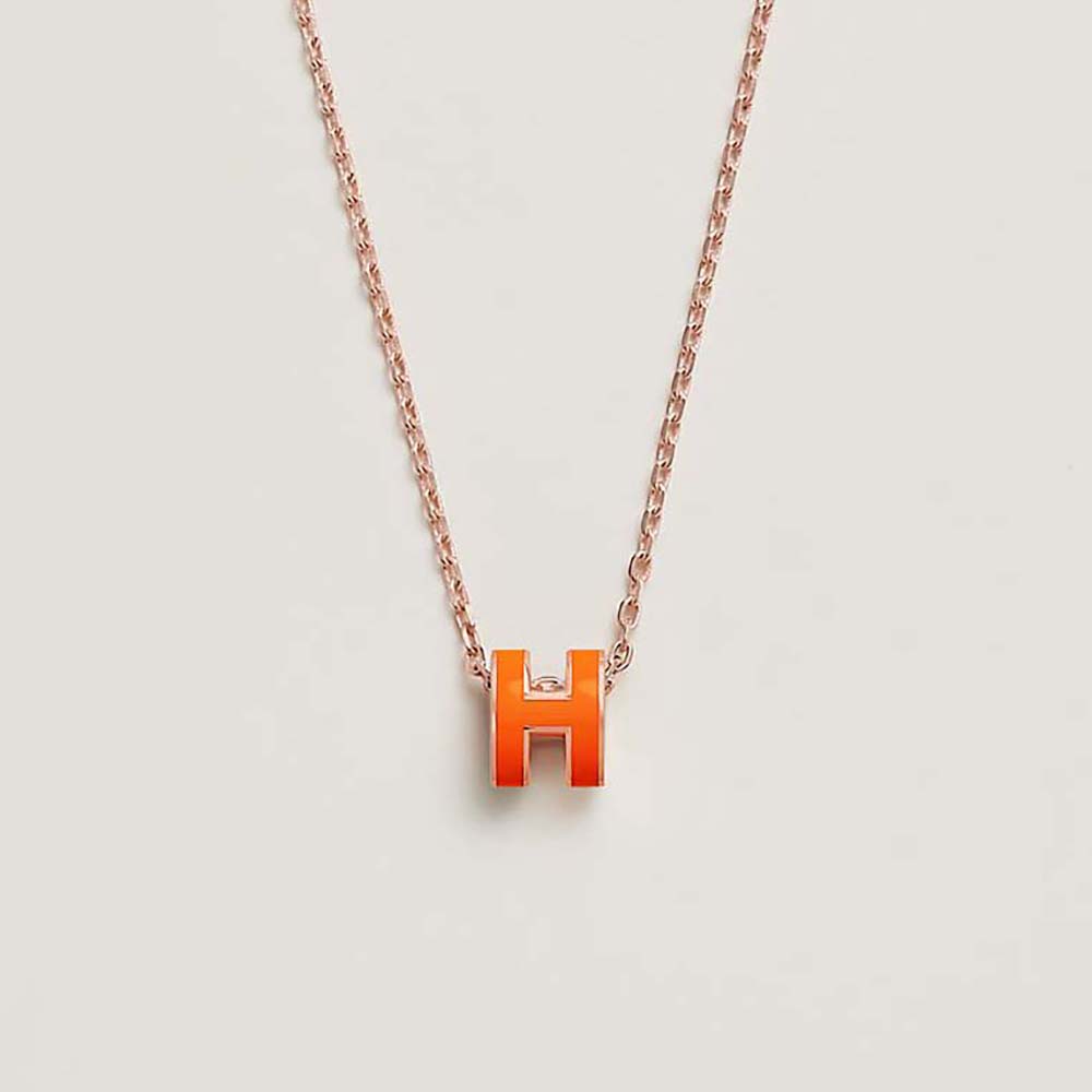 Hermes Women Mini Pop H Pendant with Rose Gold-plated Hardware-Orange (1)