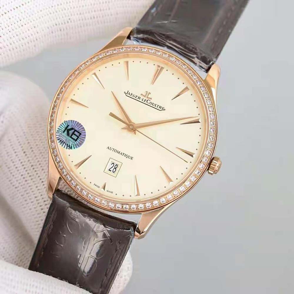 Jaeger-LeCoultre Men Master Ultra Thin Automatic Winding 39 mm in Pink Gold and Diamonds (4)