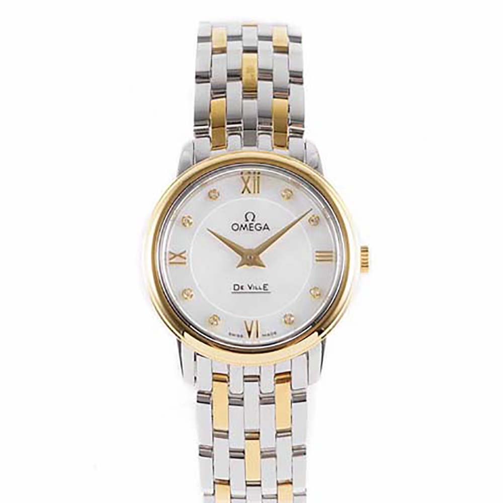 Omega Women De Ville Prestige Quartz 27.4 mm in Steel and Yellow Gold-White (1)