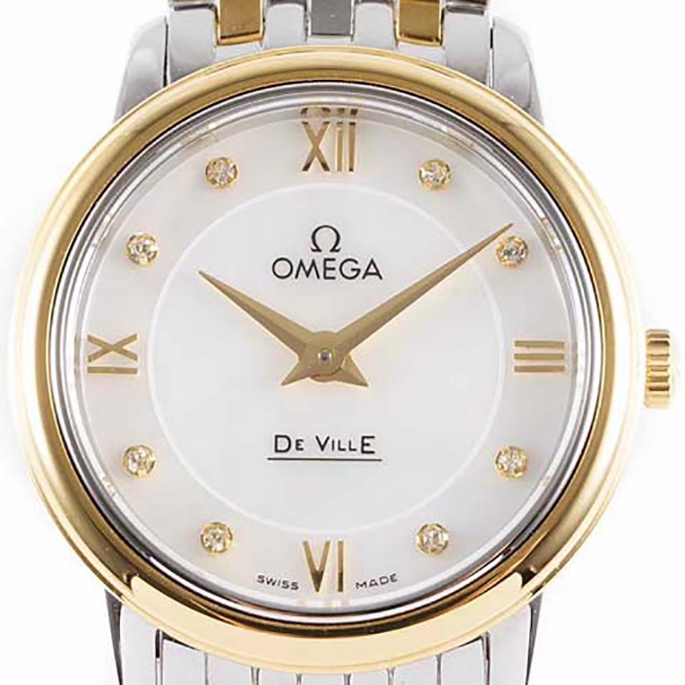 Omega Women De Ville Prestige Quartz 27.4 mm in Steel and Yellow Gold-White (3)