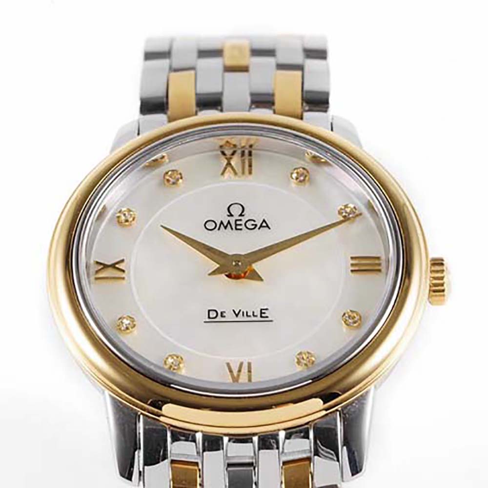 Omega Women De Ville Prestige Quartz 27.4 mm in Steel and Yellow Gold-White (4)