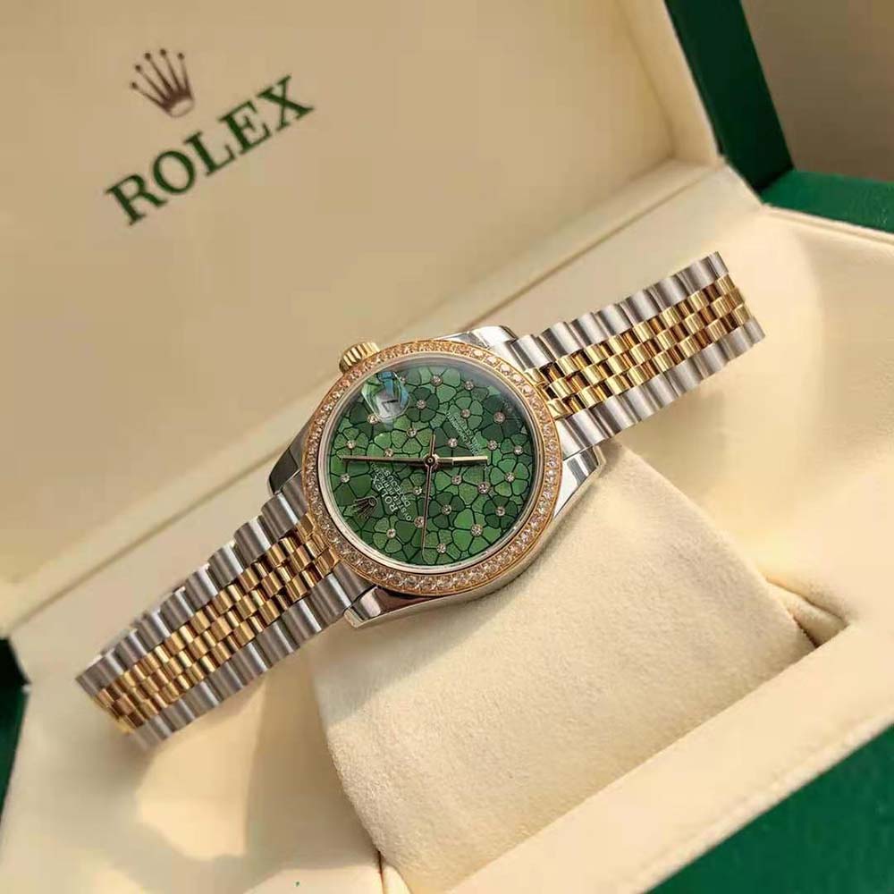 Rolex Men More Datejust Technical Details Oyster 31 mm in Yellow Gold-Green (5)