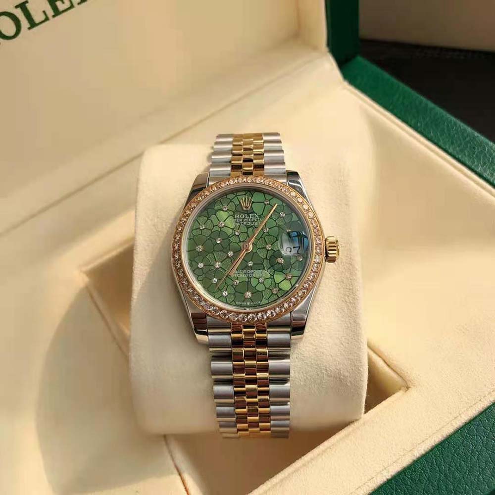 Rolex Men More Datejust Technical Details Oyster 31 mm in Yellow Gold-Green (7)