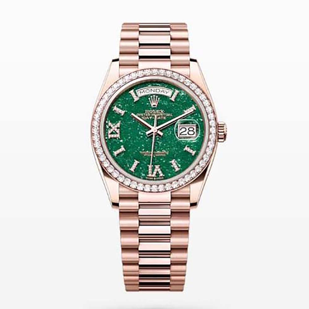 Rolex Men More Day-Date Technical Details Oyster 36 mm in Everose Gold-Green (1)