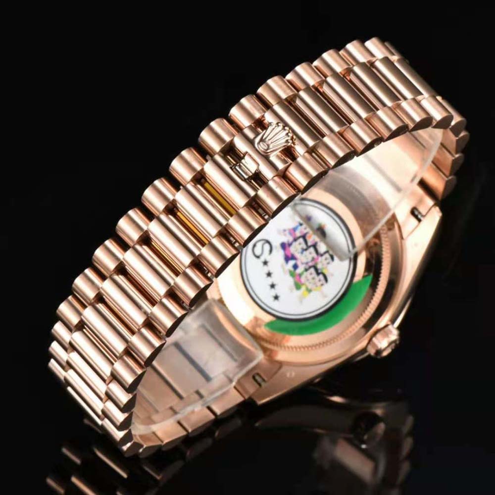 Rolex Men More Day-Date Technical Details Oyster 36 mm in Everose Gold-Green (9)