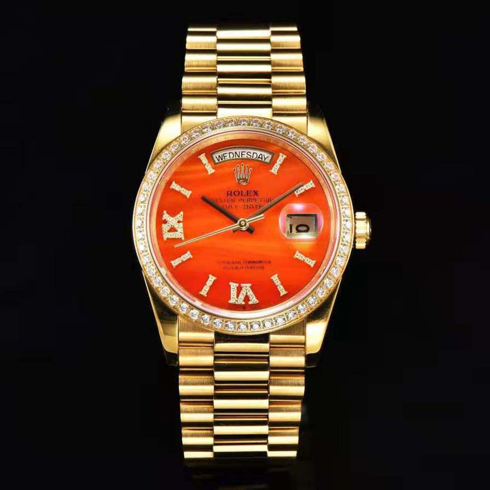 Rolex Men More Day-Date Technical Details Oyster 36 mm in Yellow Gold-Orange (2)