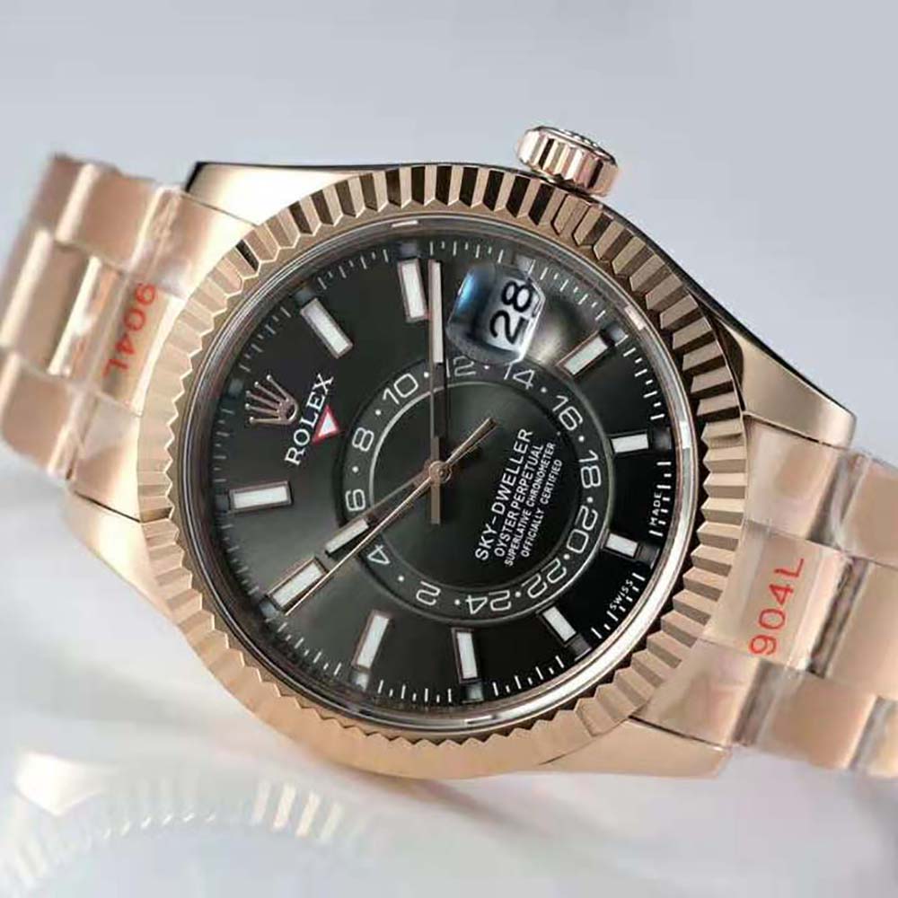 Rolex Men More Sky-Dweller Technical Details Oyster 42 mm in Everose Gold-Black (7)