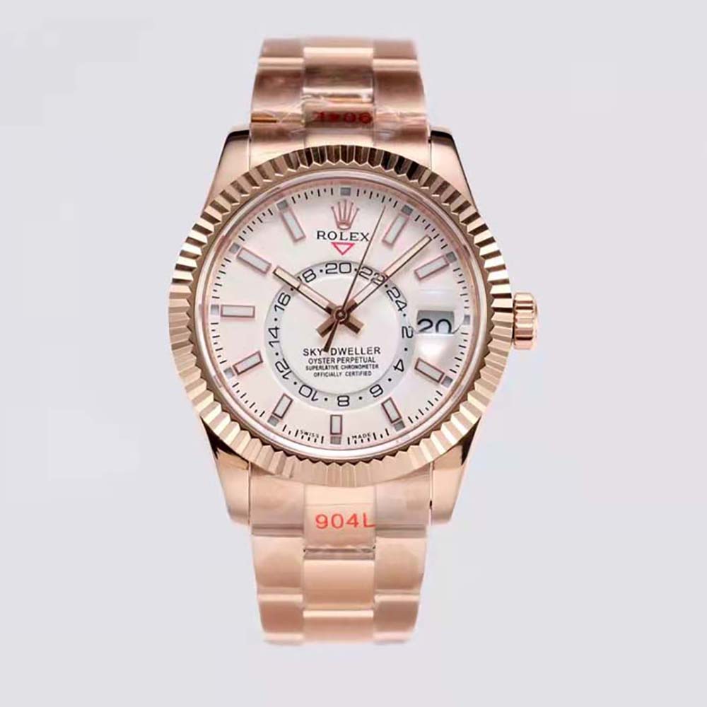 Rolex Men More Sky-Dweller Technical Details Oyster 42 mm in Everose Gold-White (2)